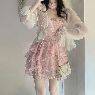 Floral Tube Dress / Light Jacket