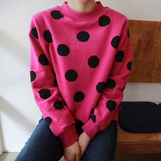 Brushed Fleece Lined Polka-dot Sweatshirt