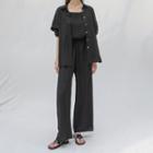 Set: Crinkled Shirt + Camisole Top + Wide-leg Pants