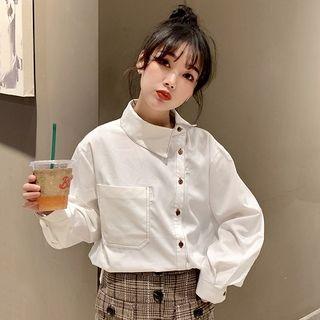 Asymmetric Single-breasted Long-sleeve Blouse