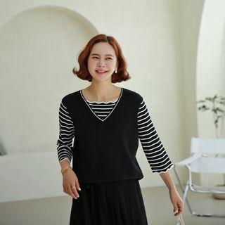 2-in-1 Stripe Knit Top