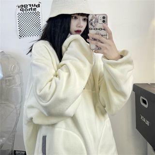 Fleece-lined Half-zip Pullover White - One Size