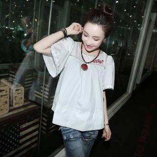 Short-sleeve Studded Blouse