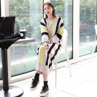 Plus Size Striped Long Knit Dress