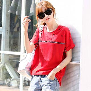 Rhinestone Short-sleeve T-shirt