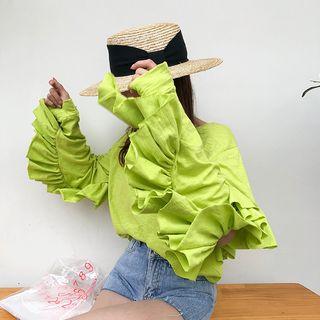 Ruffle-sleeve M Lange Top