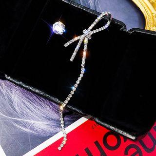 Non-matching Rhinestone Earring Silver - One Size
