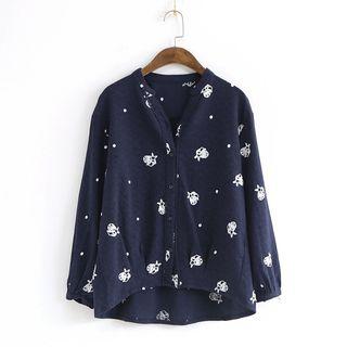 Embroidered V-neck Shirt