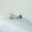 925 Sterling Silver Non-matching Rhinestone Star Earring As Shown In Figure - One Size
