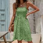 Spaghetti-strap Dot Print Mini A-line Dress