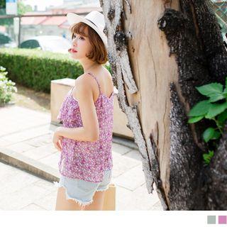 Spaghetti-strap Heart Print Top
