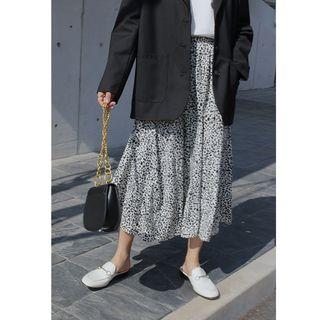 Maxi A-line Leopard Print Skirt