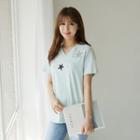 V-neck Star Embellished T-shirt