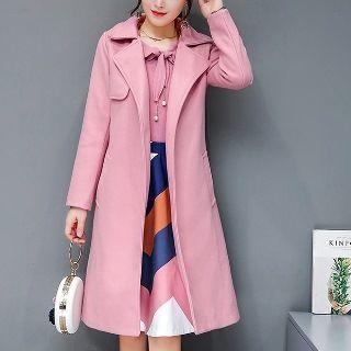 Long-sleeve Waist-tied Lapel Coat