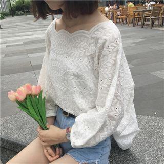 3/4-sleeve Perforated Top