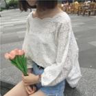3/4-sleeve Perforated Top