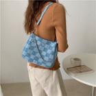 Checkerboard Denim Shoulder Bag Peacock Blue - One Size