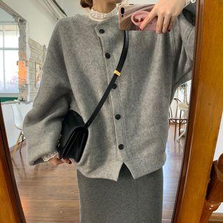 Button Jacket / Lace Long-sleeve Top