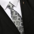 Checker Neck Tie Zsld031 - Check - Black & White - One Size