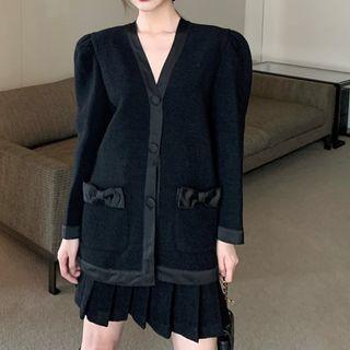 Bow Cardigan / A-line Skirt