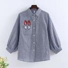 Cartoon Embroidered Plaid Shirt