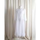 Pintuck Lace-trim Long Cotton Dress