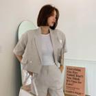 Double-breasted Cropped Linen Blazer