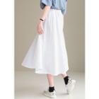 Pocket-side Linen Long Flare Skirt
