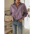 Dual-pocket Loose-fit Stripe Shirt