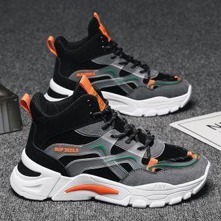 Color Block Fleece-lined High-top Sneakers