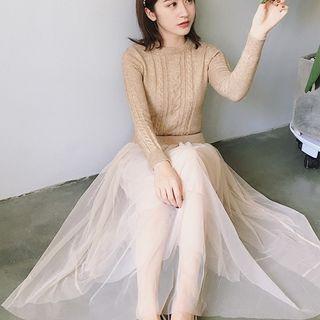 Long-sleeve Mock Two Piece Maxi Dress