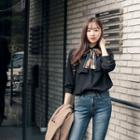 Dual-pocket Shirt With Scarf