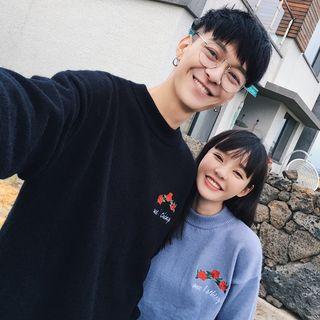 Couple Matching Floral Embroidery Sweater