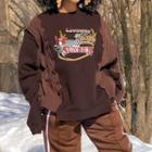 Long Sleeve Printed Paneled Knit Loose-fit Sweatshirt