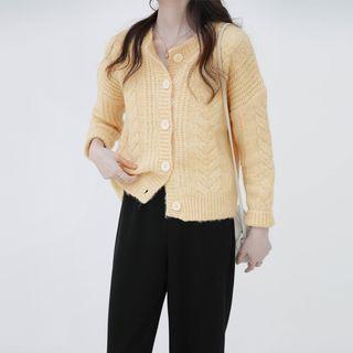 Round-neck Plain Ribbed Oversize Cardigan