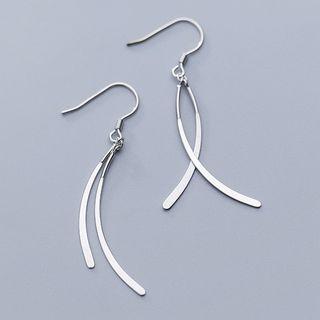 925 Sterling Silver Curve Fringed Earring 1 Pair - Silver - One Size