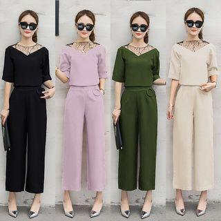 Set: Tulle Panel Top + Cropped Pants