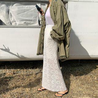 Full Lace H-line Long Skirt Ivory - One Size