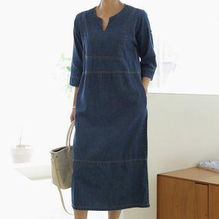 3/4-sleeve Denim Dress
