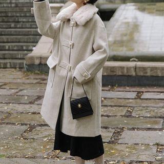Detachable Collar Irregular Buttoned Coat