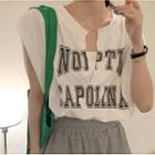 Mock Two-piece Sleeveless Lettering Print Crop Top