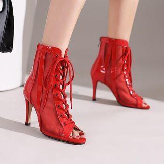 Lace-up Peep-toe Stiletto Sandals