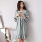 3/4-sleeve Stripe Sleep Dress
