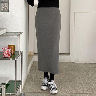 Plus Size Plain Maxi Pencil Skirt