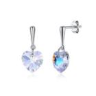 925 Sterling Silver Elegant Fashion Heart Shape Earrings With Austrian Element Crystal Silver - One Size