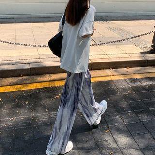 Tie Dye Wide Leg Pants Tie Dye - Gray - One Size