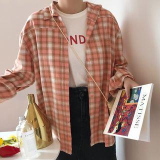 Plaid Shirt Orange Pink - One Size