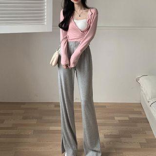 Cardigan / Boot-cut Pants / Tube Top