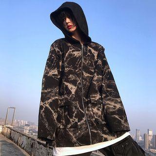 Hooded Tie-dyed Zip Jacket