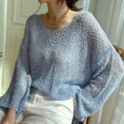 Drop-shoulder Net Sweater